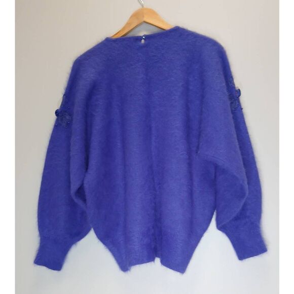 Vintage womens medium wool dolman sleeve sweater ontime soft 3D knit purple - Picture 5 of 9